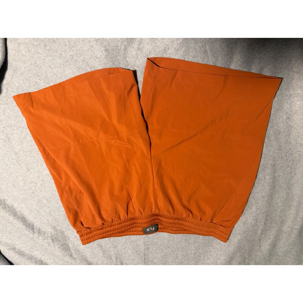 FLX Mens Active Shorts Burnt Orange Elastic Waist Zipper Pocket Large RN 73277